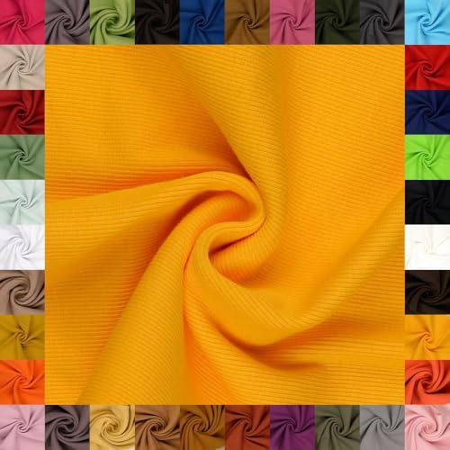 fingsi Stoffe Linus Bündchenstoff Grobstrick Schlauchware Coupon Uni - 27cm Schlauchbreite - 95% Baumwolle, 5% Elasthan (01. gelb 0,5m)