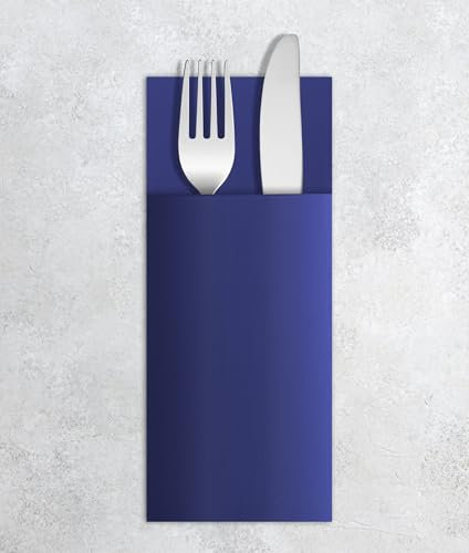 VelaHub Airlaid 50 Besteckservietten, Hochwertige, Einwegserviette, 39X40 cm, Blau