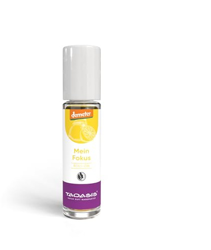 TAOASIS Mein Fokus Roll-On 10 ml – Aromatherapie mit ätherischen Ölen aus Lavendel, Orange & Zitrone – Bio-Duftroller für Konzentration & mentale Klarheit