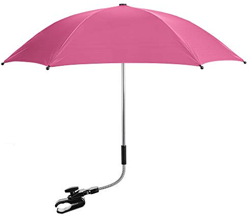 Baby Parasol Compatible With ICandy, Universal Pram Parasol with 50+ UV Protection, Baby and Infant Sun Umbrella for Buggy, with Adjustable Fixing Clamp, Clip on Stroller Umbrella (Hot Pink)