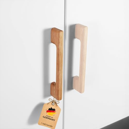 Craman 1 Stück Klassische Eiche Türgriffe für IKEA | Küchengriffe, Möbelgriffe, Schrankgriffe & Knäufe aus Massivholz | Eiche Natur | Made in Germany (R6, 193mm/152mm)