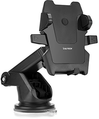 VulTech SA-04 Supporto da Auto Regolabile per Smartphone con Ventosa, Pinza Regolabile, Nero
