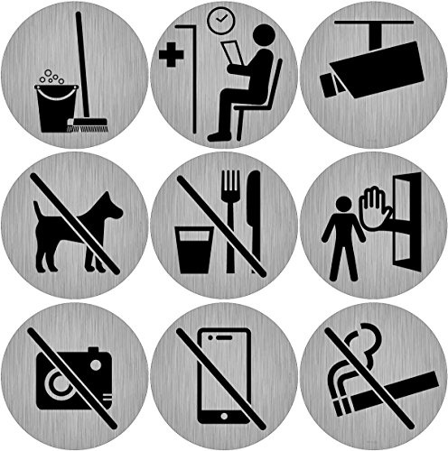 immi Türschilder-Set, 9 Piktogramme für Firmen, Kliniken und Praxen, etc. 95mmØ
