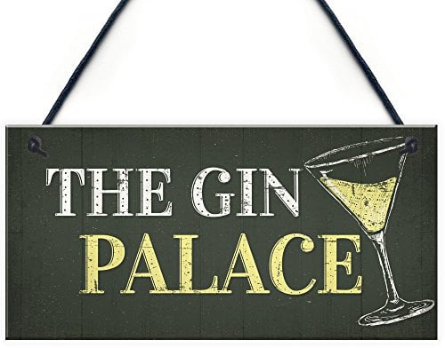 RED OCEAN Gin Palace Sign Garden Shed Man Cave Home Bar Pub Plaque Funny Friendship Gifts For Her