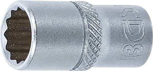 BGS 10876 | Steckschlüssel-Einsatz Zwölfkant | 6,3 mm (1/4) | SW 11/32 | Antrieb Innenvierkant | Chrom-Vanadium-Stahl | Verchromt, matt | mit Rändelung