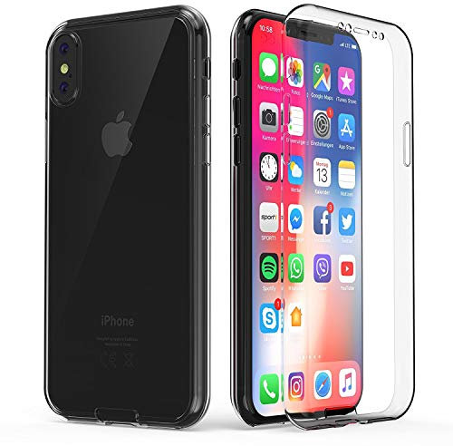 Urcover® Rundum 360° Schutzhülle 360 Grad Case kompatibel mit Apple iPhone XS Max I Original berühmt durch Galileo I Vorne + Hinten geschützt I QI-fähig I Hülle Case I Soft-Edition Transparent