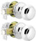 Probrico 2 Pack Interior Passage Door Knob for Hallway Stainless Steel Closet Two Sides Tulip Door Handle with Latch Polished Chrome
