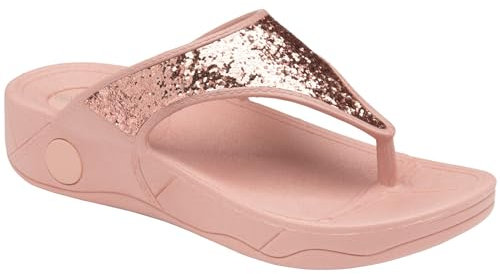 DUNLOP WOMEN FLIP FLOPS SANDALS LADIES TOE POST OPEN TOE BEACH SUMMER SHOES COMFY SLIPPER SLIDERS (UK 5/EU 38, Rose Gold)