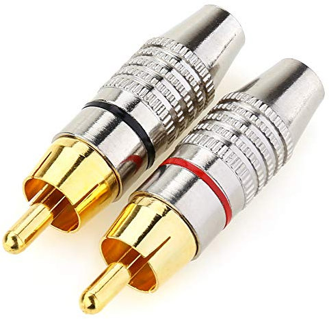 Nanyi Vergoldeter Lautsprecher-Phono-Adapter, RCA-Stecker zu 2-Schrauben-Terminal, abisoliertes Audio-Video-Verbindungselement, Balum-Verbindungsadapter für Multimedia und CCTV, 2 Stück