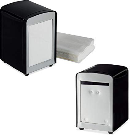 2 x Serviettenspender Retro, Metall, kleine Gastro Serviettenhalter für Eisdiele, Café, Bistro, HBT: 15x9,5x11, schwarz