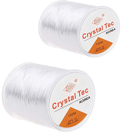 KINDPMA 200M Elastische Schnur 1mm 0.8mm Schmuckfaden Gummiband für Armbänder Gummifaden Transparent Perlenschnur Elastischer Faden für Armband Ketten Perlen Basteln