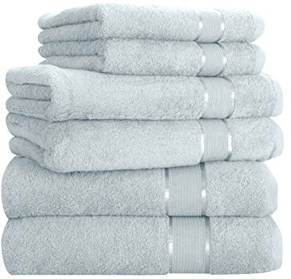 Mixibaby Handtuch 6er Set 2X Duschtuch 2X Handtuch 2X Gästetuch 100% Baumwolle Frottee, Farbe:Hellblau