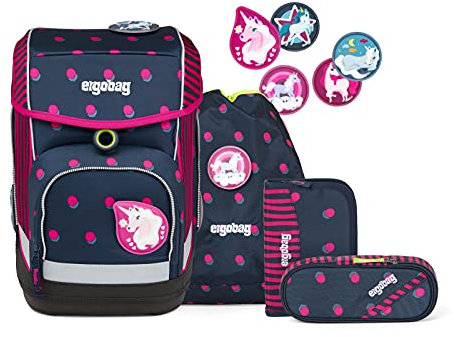 ergobag cubo Set - ergonomischer Schulrucksack, Set 5-teilig - Schubi DuBär - Blau, einheitsgröße, ERG-CSE-002-9Y3