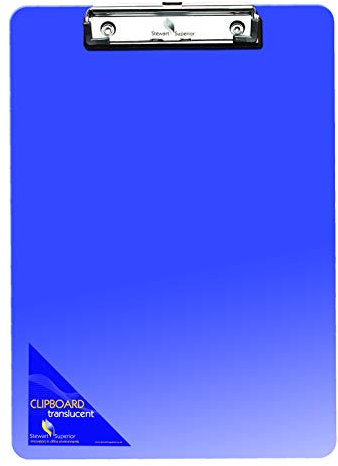 Seco Klemmbrett aus Kunststoff, transparent, A4, Blau