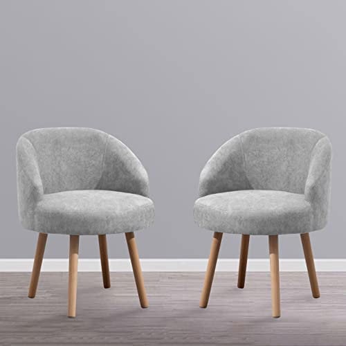nozama Tub Chair Chairs Set of 2,Velvet Armchair Fabric Accent Chairs with Solid Wood Legs for Living Room Bedroom Home Office