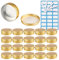 ZEOABSY 100 Pièces 100ml Pots en Aluminium Vide Rond Or Petit Cosmétiques Pot Conteneurs for Fait Main Bougies Crème Baume Voyage, 10x Spatule, 4X Étiquettes