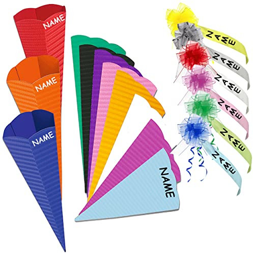 alles-meine.de GmbH Schultüte - Rohling Farbe & Größe wählbar_aus 3D Wellpappe - helles lila/Flieder - 70 cm - incl. Name und individueller Schleife - mit/ohne Kunststoff ..