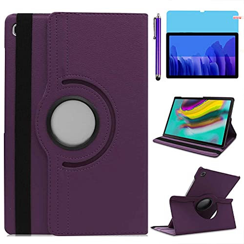Custodia per Samsung Galaxy Tab A7 10.4 pollici 2020 (SM-T500 SM-T505) - Rotazione di 360 gradi Custodia protettiva completa per supporto,Con Penna Stilo, Pellicola Per Schermo (Purple)