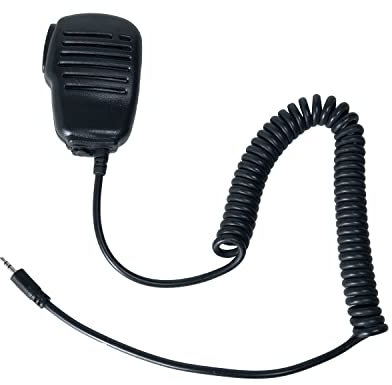 CAROO Handheld Speaker Mic 1 Pin 2.5mm Shoulder Microphone with Reinforced Cable Compatible with Cobra Walkie Talkie Two Way Radio Accessories, 3.5mm Audio Jack, Black