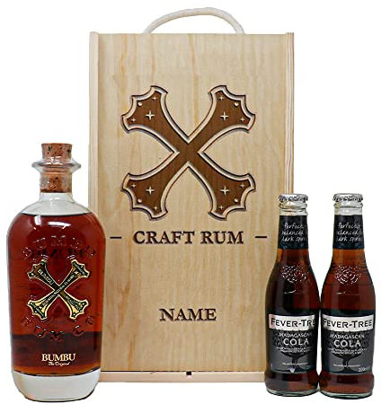Beer Hunter Personalised Bumbu Caribbean Rum & Cola Gift Set in Wooden Presentation Box - 70cl