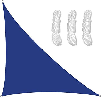 PRELGOSP Voile Dombrage Triangle Rectangle, Imperméable Voile Dombrage Triangulaire, Voile D'Ombrage de Bloc UV de 98% pour Jardin Terrasse Balcon,Bleu,5x5x7.1m