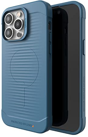 ZAGG Gear 4 Havana Snap D30 Protective Case Compatible with iPhone 14 Pro Max, Slim, Shockproof, Wireless Charging, (Blue)
