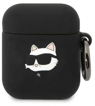 Karl Lagerfeld Silicone NFT Choupette Head 3D hülle AirPods 1/2 gen, schwarz