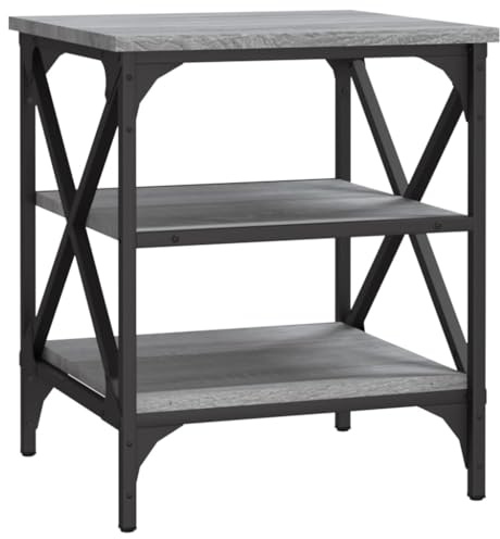 vidaXL Stylish Engineered Wood Side Table in Grey Sonoma Finish with Ample Storage and Adjustable Legs for Stability