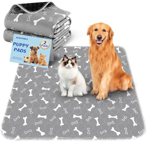 Baodan Waschbare Hundeunterlagen, 2 Stück, wiederverwendbare Welpenpads, rutschfest, super saugfähig, Inkontinenzeinlagen für Hunde, Laufgitter, Hundebox – 91,4 x 121,9 cm