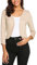 Parabler Boleros für Damen Elegant 3/4 Ärmel Kurz Strickjacke Einfarbig Strickbolero Casual Festlich Cardigan Hochzeit Schulterjacke für Kleider Champagner L