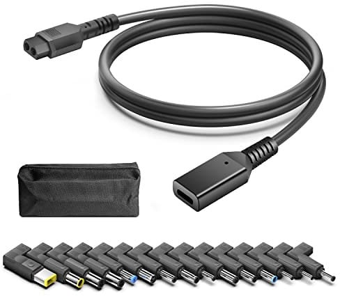 HKY USB C to USB C Cable to DC Power Plug Convert Cable to Universal Laptop Power Adapter 15 Barrel Jack for HP Dell Toshiba Lenovo Acer Asus Sony Samsung LG 3.5*1.35mm/4.5*3.0mm/5.5*2.5mm/6.5*4.4mm