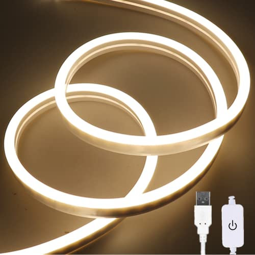 M.best Led Strip 2m, USB Neon Led Streifen Wasserdicht Flexibel LED Neon Lichtband mit Controller für Innen und Außen dekoration (Warmweiß)