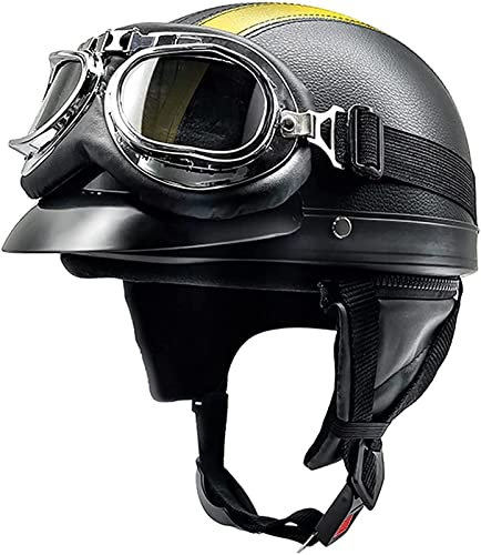 Motorrad-Jet-Helm, Vintage, ECE/DOT-zugelassen, Offener Motorradhelm Mit Schutzbrille For Roller, Chopper, Motorradhelm, Herren Und Damen, Retro-Pilotenhelme, Sommer-Halbhelm ( Color : 2 , Size : 54-6
