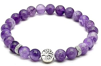arana's - Bracelet pierres naturelles femme et homme - Améthyste arbre de vie - Bracelets énergétiques - Bijoux curatifs - Bracelet boules proteccion - Amulettes porte-bonheur