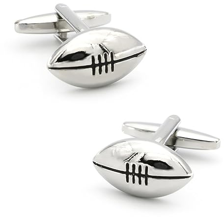 YAHOYA Herren American Football Manschettenknöpfe Qualität Kupfer Material Silber Farbe Sport Rugby Design Manschettenknöpfe