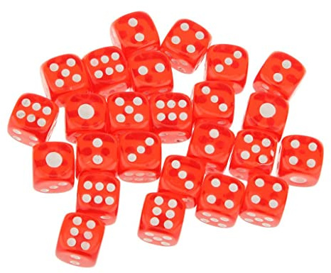 Tiuimk Confezione da 25 dadi a sei facce trasparenti da 12 mm, perfetti per gli amanti del gioco TRPG