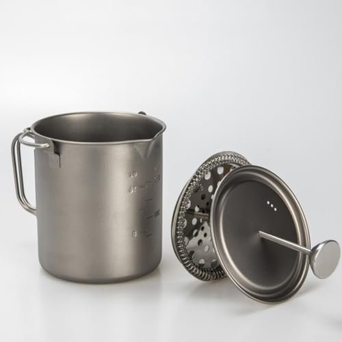 SPORTARC Kaffeetasse, Camping Handgebrühte Kaffeekanne, 750 ml French Press Pot Kaffeetasse mit faltbarem Griff für Camping Picknick