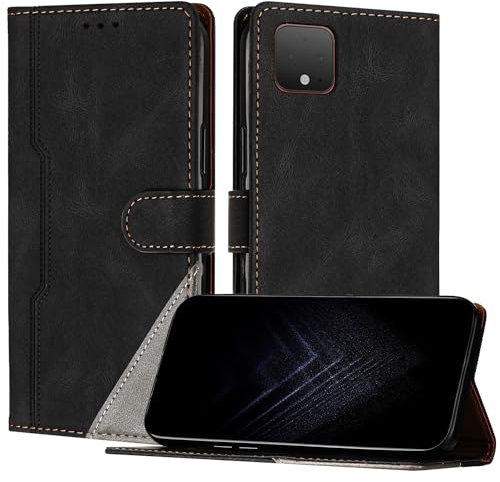 Netany Étui pour Google Pixel 4, Housse en Cuir PU avec [Protection Antichoc TPU] [Fonction Support] [Porte-Cartes ] Antichoc Magnétique Coque pour Google 4 - Noir