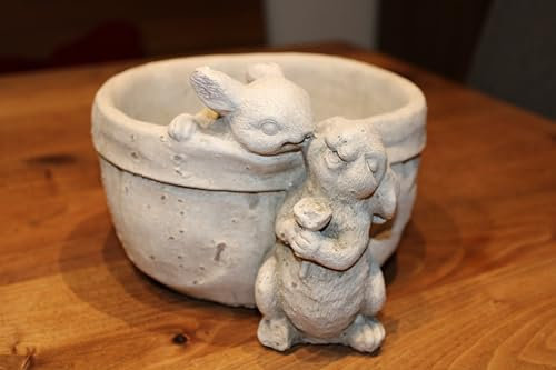 Exner Pot de fleurs avec 2 lapins qui s'embrassent, nid de Pâques / cache-pot, StoneArt, 18,5 x 17 x 13 cm