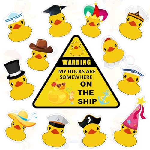 Hoteam 13 Pcs Ducks Cruise Door Magnets Decor Cruise Ducks,Yellow Duck | Magnetic Fun Themed Duck Ship Decor Reusable Magnetic Stickers for Cruise Party Fridge Cabin Car Maibox Carnival Carnival