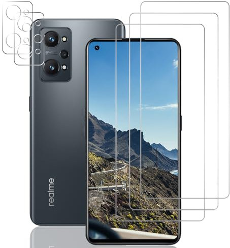 Protector Pantalla Realme GT NEO 2 / Realme GT2 Cristal Templado, Anti-rasguños Templado película Protectora, Sin Burbujas, Dureza 9H, Sensible al Tacto, Ultra HD, Caso Amistoso, 3 + 2 Piezas