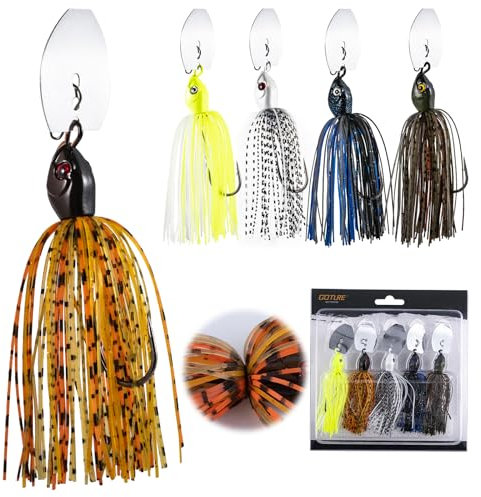 Goture 5 Stück Angeln Spinnerbaits Köder Bladed Jigs Spinnköder Mix Farbe Kit Spinner Angeln 10g für Süßwasser Salzwasser Barsch Forelle Hecht Zander