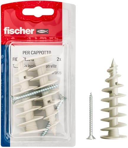 Fischer FID II Plus 80 mm, 2x Tasselli con Vite per Cappotto, Isolanti, utilizzabili con Tassello Chimico, 573825
