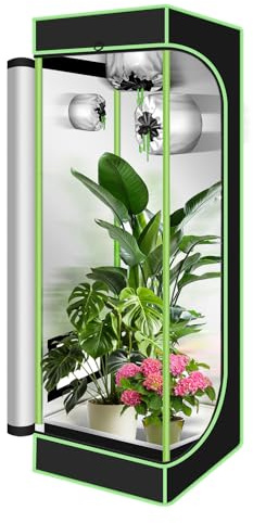 Fiqops Growzelt, 600D Oxford 40x40x120cm Grow Tent, Grow Box mit Beobachtungsfenster Lichtdicht und Wasserdicht Growschrank, Luftig Gewächshaus Growroom für Homegrowing, Indoor-Anbau