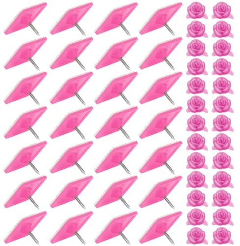 Clip per zanzariera da 28 pezzi - Clip per zanzariera con 28 dadi, autoadesiva, nessuna perforazione richiesta - Per zanzariere, zanzariere, rosa
