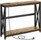 HOMCOM Mesa Consola Industrial con Estación de Carga 2 USB Mesa de Entrada de 2 Niveles Marco de Acero Mueble de Recibidor para Salón Pasillo 100x24x75 cm Marrón Rústico