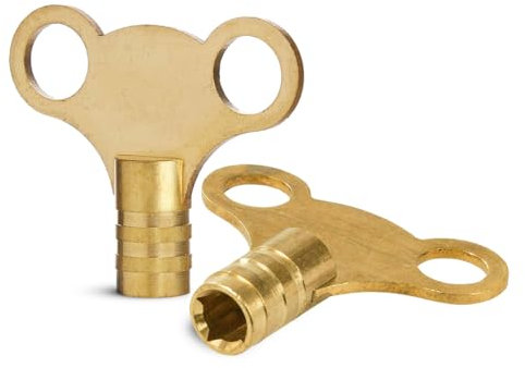 Goodility Brass Radiator Key for Bleeding Radiators, 5mm Radiator Bleed Key UK, Pack of 2 Solid Radiator Air Vent Keys for Optimizing Central Heating Systems