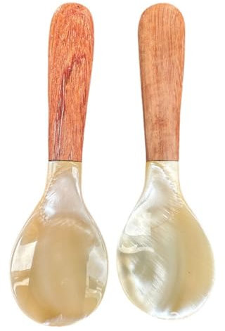Rockreyoa Cuchara de nácar hecha a mano, cuchara de caviar, cuchara de huevo, cuchara para sopa, cucharilla de café, cuchara de caviar, cucharilla de helado, cucharilla para caviar, servir sal estilo
