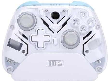 Asixxsix 2,4-G-Wireless-Gamecontroller, Dual-Vibration-BT-PC-Gaming-Controller mit Hall-Effekt-Triggern und RGB-Beleuchtung für Android OS X Wins, Anpassbar über Mobile App (White)