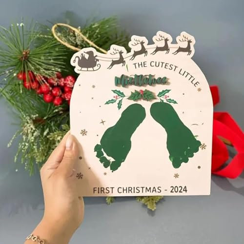 EIRZNGXQ Baby Handabdruck Fußabdruck Andenken Kit Weihnachten Fußabdruck Kunst Handwerk Baby Fußabdruck Ornament Kit Baby First Christmas Craft Weihnachten Fußabdruck Kunst Handwerk Geschenk für neue